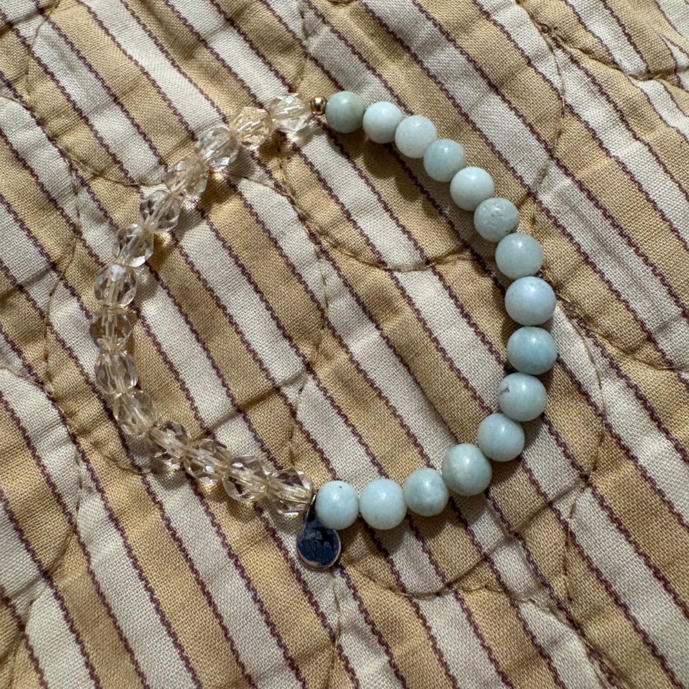 Wanderbird Elegant Beaded Amazonite Bracelet in Light Blue and Clear